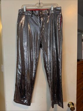 Betabrand Shiny Metallic Silver Men's Pants